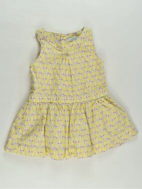 OBAIBI Yellow & Gray Lemon Print Sleeveless Baby Girl Dress, 18M